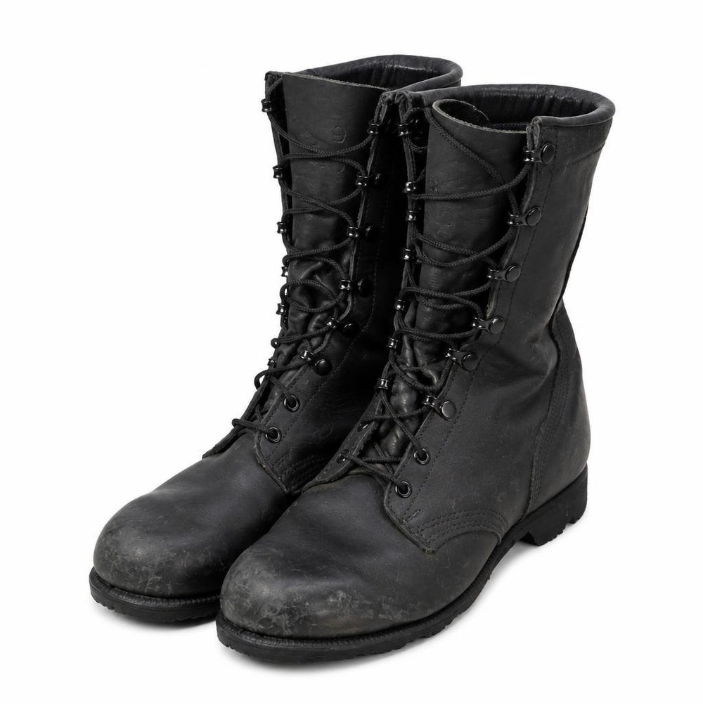 Wellco Military Combat Boots Mens 9W Black Leather Tactical Lace Up Utility
